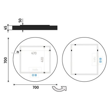 NIMCO ZPC 31001RVX-90 - LED Dimbar badrumsspegel med bakgrundsbelysning LED/22W/230V 3000-6500K diameter 70 cm matt svart IP44