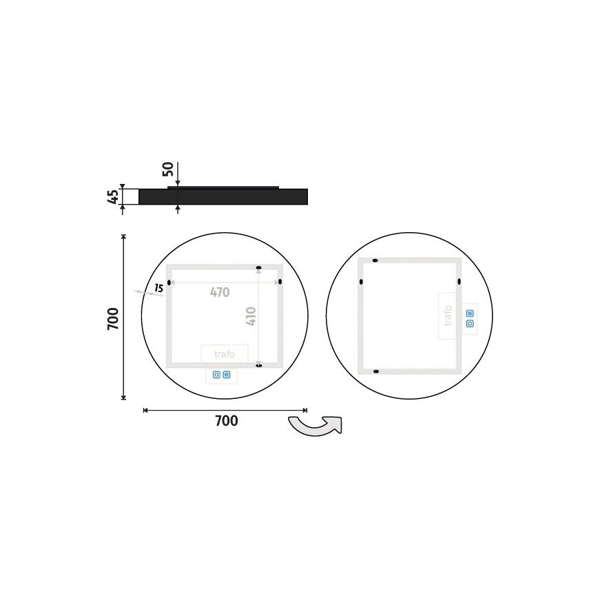 NIMCO ZPC 31001RVX-90 - LED Dimbar badrumsspegel med bakgrundsbelysning LED/22W/230V 3000-6500K diameter 70 cm matt svart IP44