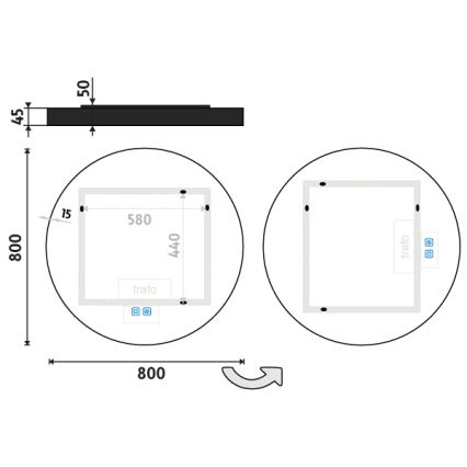 NIMCO ZPC 31002RVX-90 - LED Dimbar badrumsspegel med bakgrundsbelysning LED/26W/230V 3000-6500K diameter 80 cm matt svart IP44
