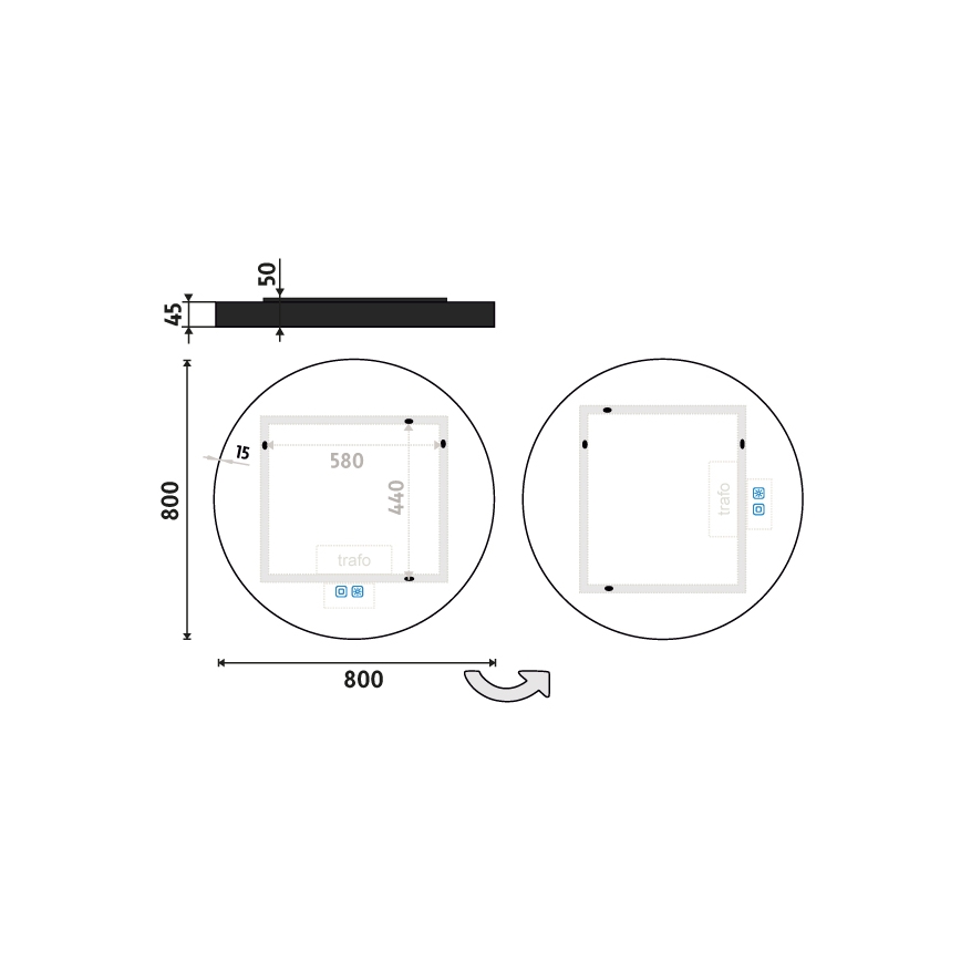 NIMCO ZPC 31002RVX-90 - LED Dimbar badrumsspegel med bakgrundsbelysning LED/26W/230V 3000-6500K diameter 80 cm matt svart IP44