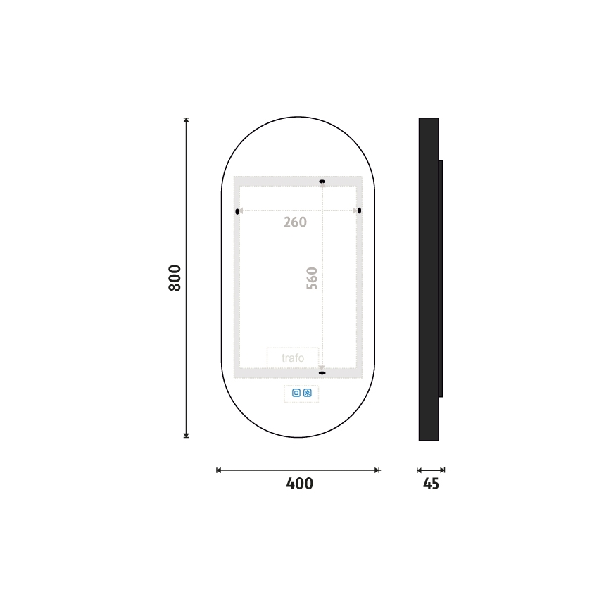 NIMCO ZPC 32002LVX-90 - LED Dimbar badrumsspegel med bakgrundsbelysning LED/25W/230V 3000-6500K 80x40 cm matt svart  IP44