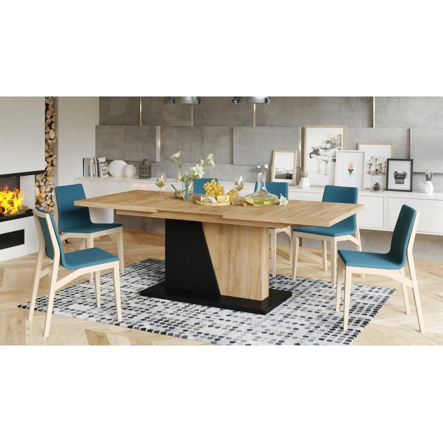 Utdragbart matbord NINO ek craft/svart