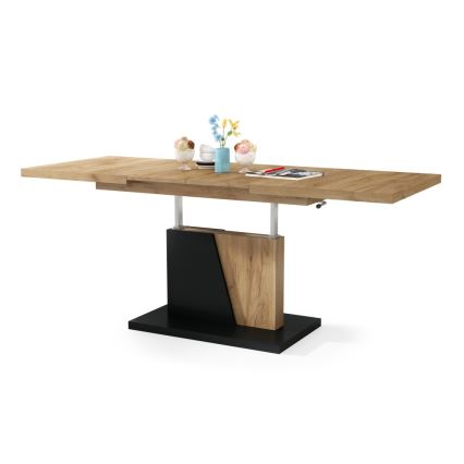 Utdragbart soffbord/matbord med lyftskiva NINO ek craft/svart