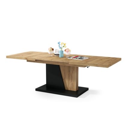 Utdragbart soffbord/matbord med lyftskiva NINO ek craft/svart