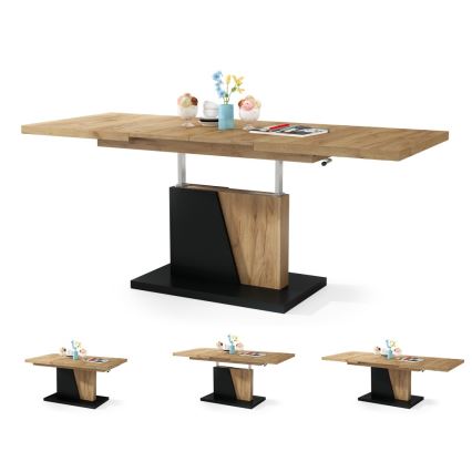 Utdragbart soffbord/matbord med lyftskiva NINO ek craft/svart