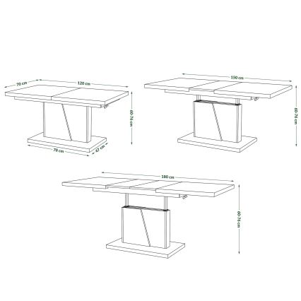 Utdragbart soffbord/matbord med lyftskiva NINO ek craft/svart