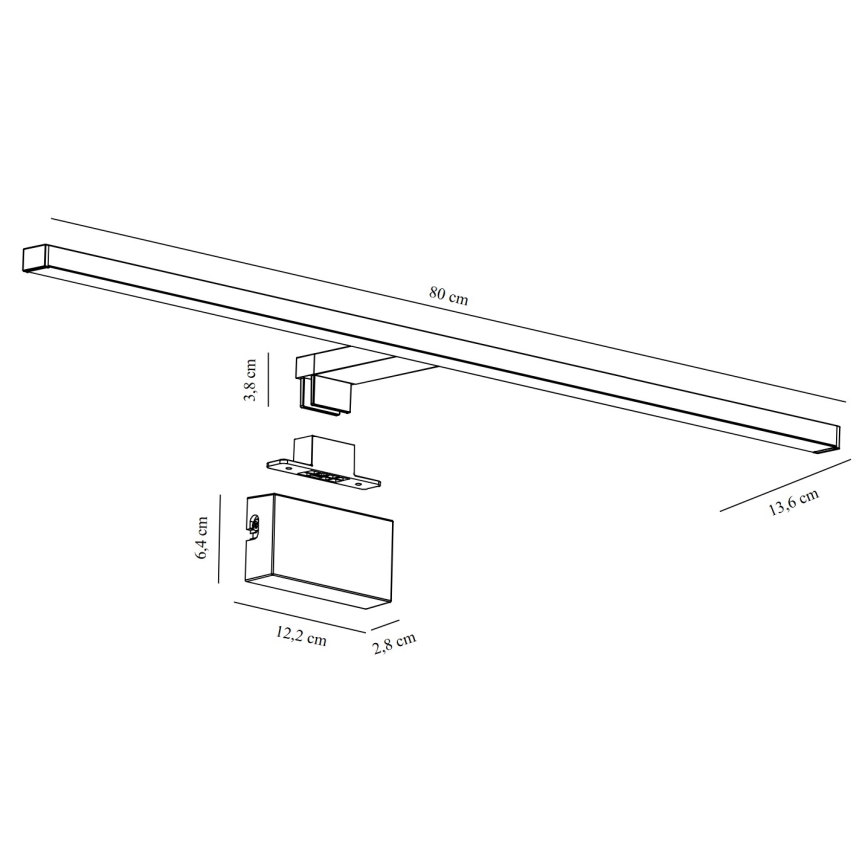 Nordlux - Badrumsspegel med LED-belysning MARLEE LED/11,5W/230V 3000K IP44 svart