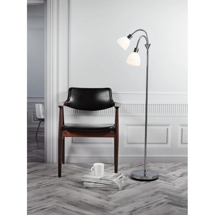 Nordlux - Golvlampa RAY 2xE14/25W/230V blank krom