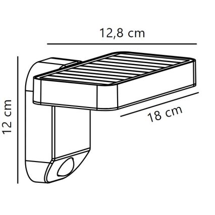 Nordlux - LED solcell väggbelysning med sensor RICA LED/5W/3,7V IP44 vinklat