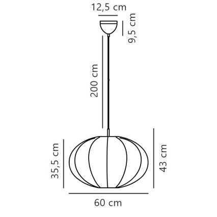 Nordlux - Ljuskrona med textilsladd AERON 1xE27/40W/230V diameter 60 cm