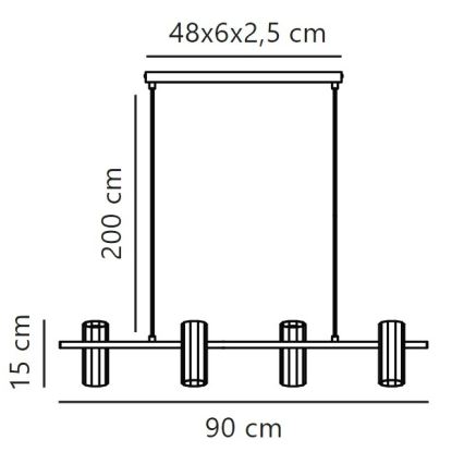 Nordlux - Ljuskrona med textilsladd ALANIS 4xGU10/15W/230V svart