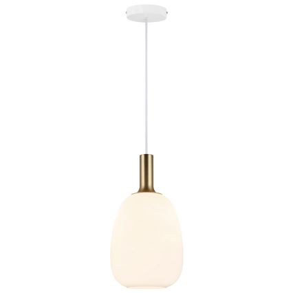 Nordlux - Ljuskrona med textilsladd ALTON 1xE27/60W/230V vit/svart/mässing