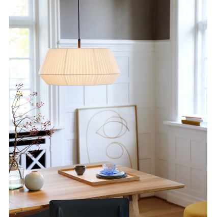 Nordlux - Ljuskrona med textilsladd DICTE 1xE27/60W/230V diameter 53 cm vit