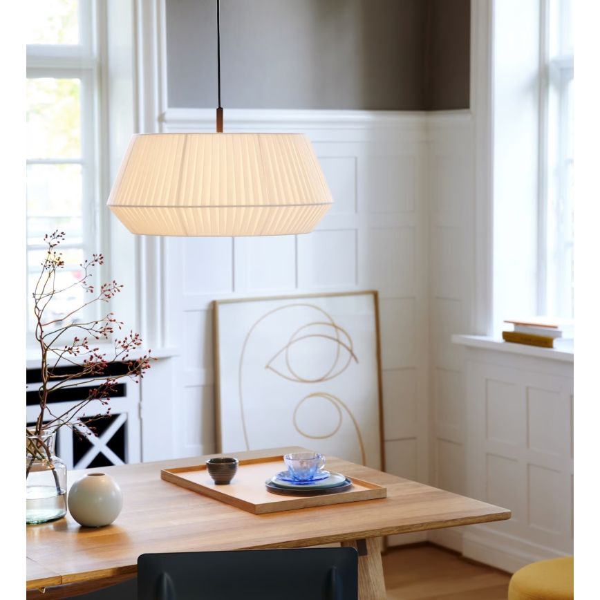 Nordlux - Ljuskrona med textilsladd DICTE 1xE27/60W/230V diameter 53 cm vit