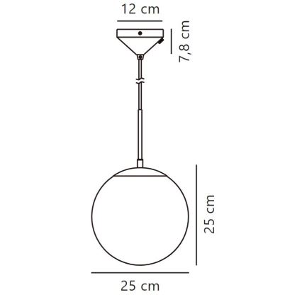 Nordlux - Ljuskrona med textilsladd GRANT 1xE27/25W/230V diameter 25 cm