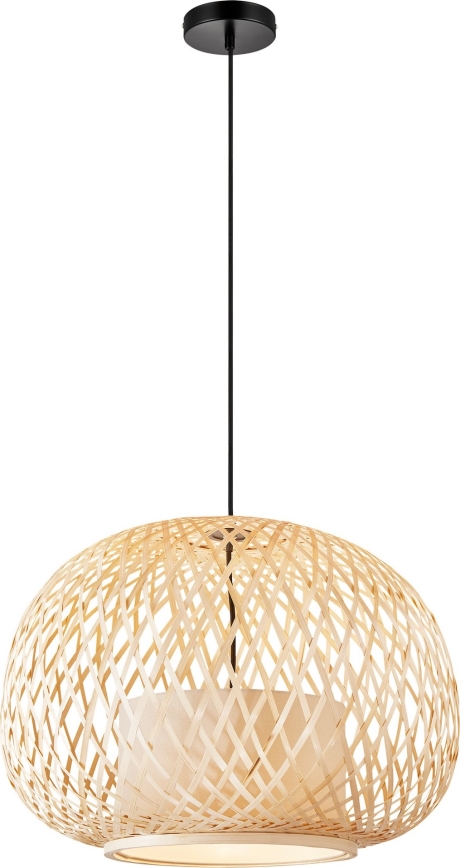 Nordlux - Ljuskrona med textilsladd HISOKA 1xE27/40W/230V svart/Bambu