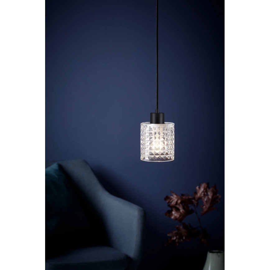 Nordlux - Ljuskrona med textilsladd HOLLYWOOD 1xE27/60W/230V diameter 10,8 cm genomskinlig