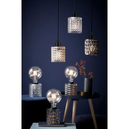 Nordlux - Ljuskrona med textilsladd HOLLYWOOD 1xE27/60W/230V diameter 10,8 cm genomskinlig
