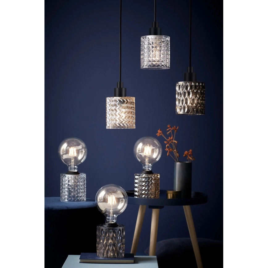 Nordlux - Ljuskrona med textilsladd HOLLYWOOD 1xE27/60W/230V diameter 10,8 cm genomskinlig