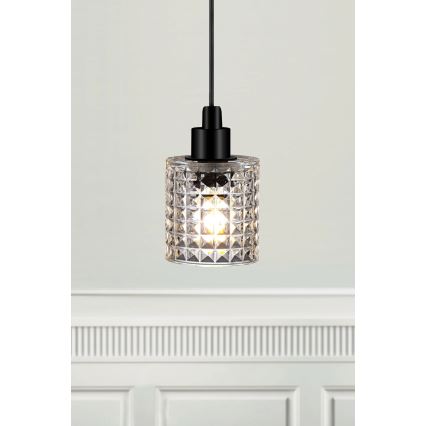 Nordlux - Ljuskrona med textilsladd HOLLYWOOD 1xE27/60W/230V diameter 10,8 cm genomskinlig