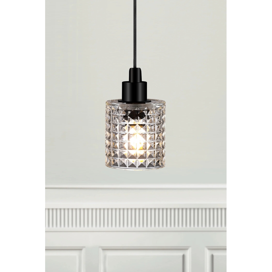 Nordlux - Ljuskrona med textilsladd HOLLYWOOD 1xE27/60W/230V diameter 10,8 cm genomskinlig