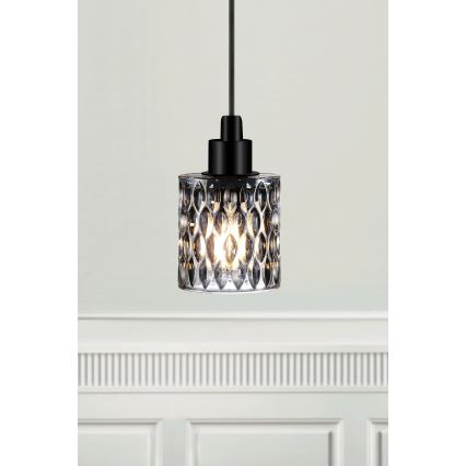 Nordlux - Ljuskrona med textilsladd HOLLYWOOD 1xE27/60W/230V diameter 10,8 cm rökig