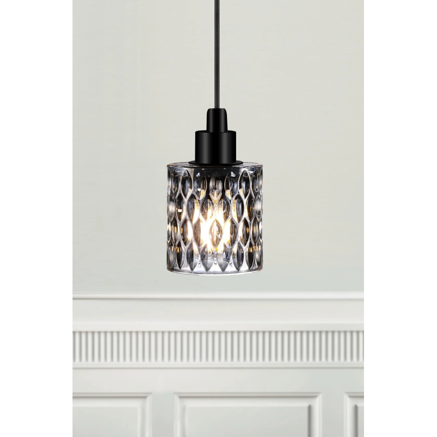 Nordlux - Ljuskrona med textilsladd HOLLYWOOD 1xE27/60W/230V diameter 10,8 cm rökig