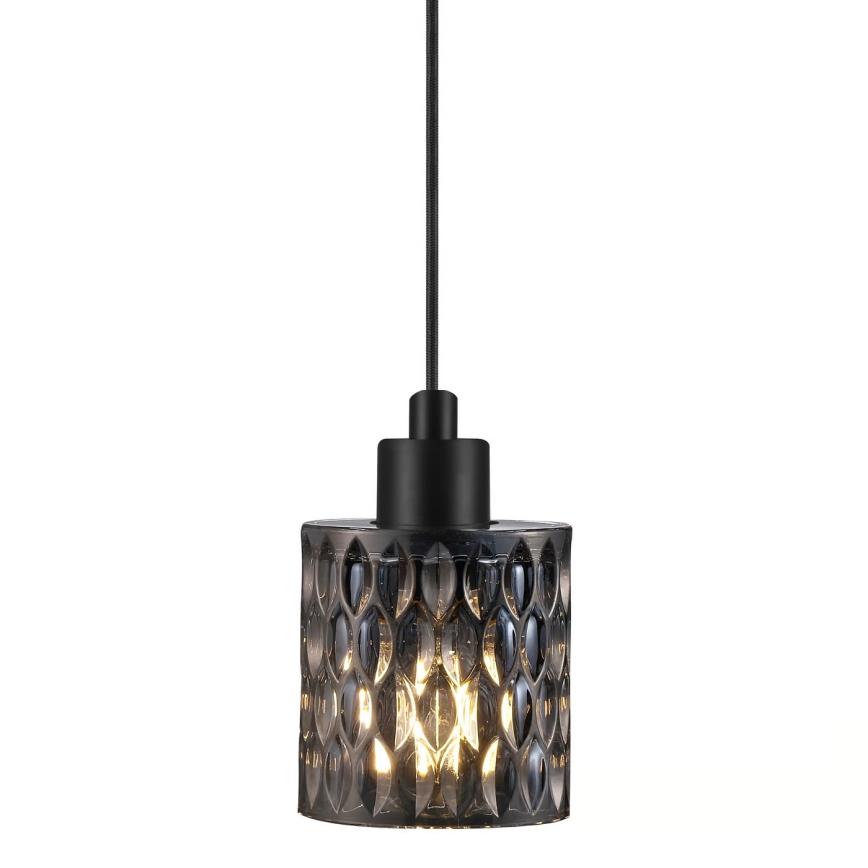 Nordlux - Ljuskrona med textilsladd HOLLYWOOD 1xE27/60W/230V diameter 10,8 cm rökig