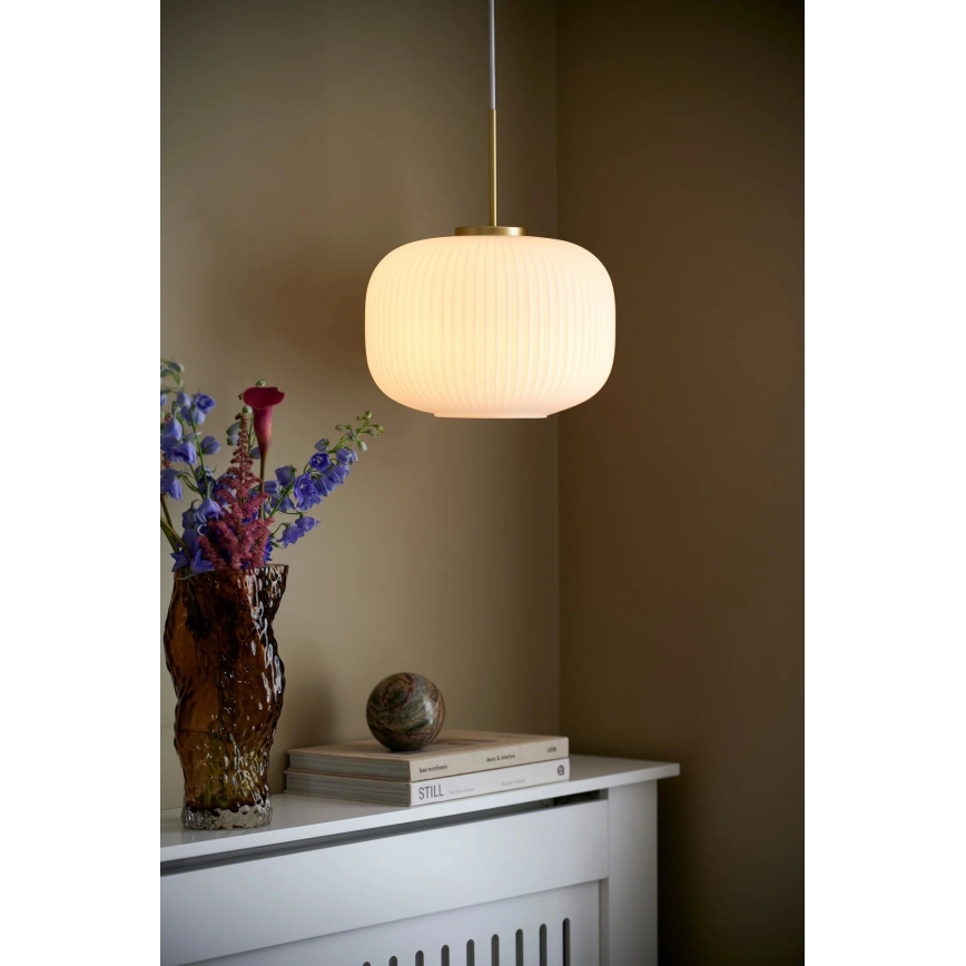 Nordlux - Ljuskrona med textilsladd MILFORD 1xE27/40W/230V diameter 30 cm vit