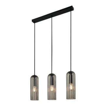 Nordlux - Pendellampa MIELLA 3xE27/25W/230V svart/rökfärgad