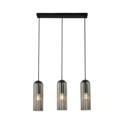 Nordlux - Pendellampa MIELLA 3xE27/25W/230V svart/rökfärgad