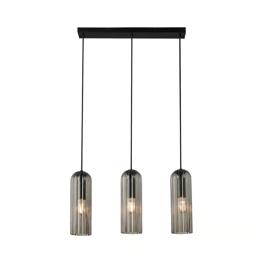 Nordlux - Pendellampa MIELLA 3xE27/25W/230V svart/rökfärgad