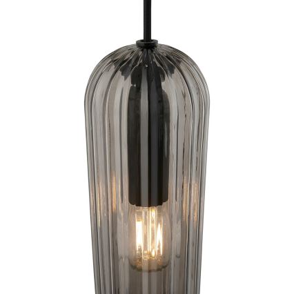 Nordlux - Pendellampa MIELLA 3xE27/25W/230V svart/rökfärgad