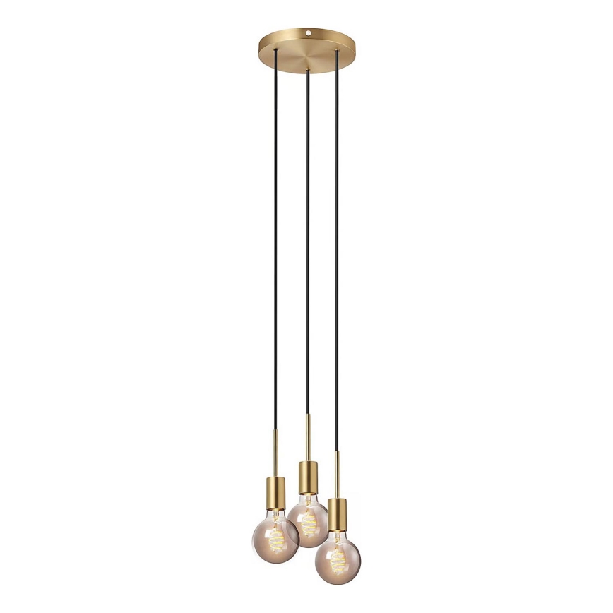 Nordlux - Pendellampa PACO 3xE27/25W/230V mässing