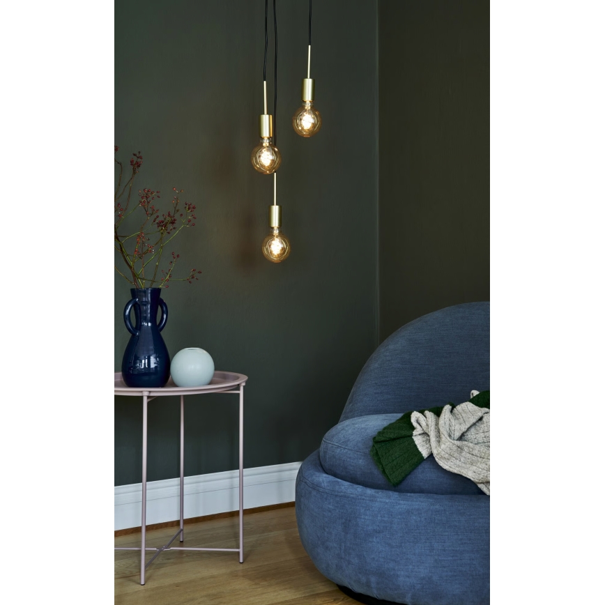 Nordlux - Pendellampa PACO 3xE27/25W/230V mässing