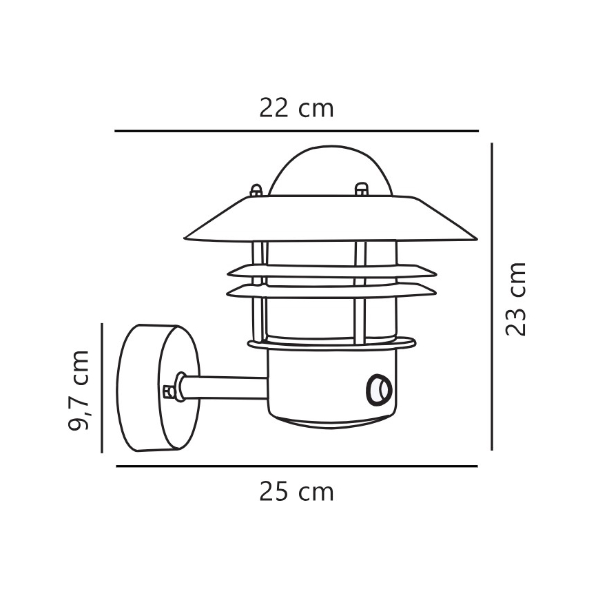 Nordlux - Utomhus vägglampa med sensor BLOKHUS 1xE27/60W/230V IP54