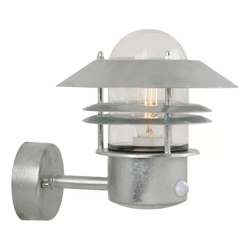 Nordlux - Utomhus vägglampa med sensor BLOKHUS 1xE27/60W/230V IP54