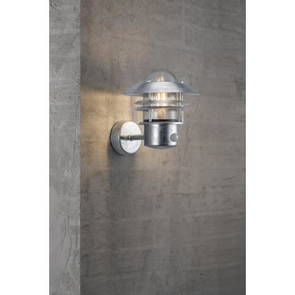 Nordlux - Utomhus vägglampa med sensor BLOKHUS 1xE27/60W/230V IP54
