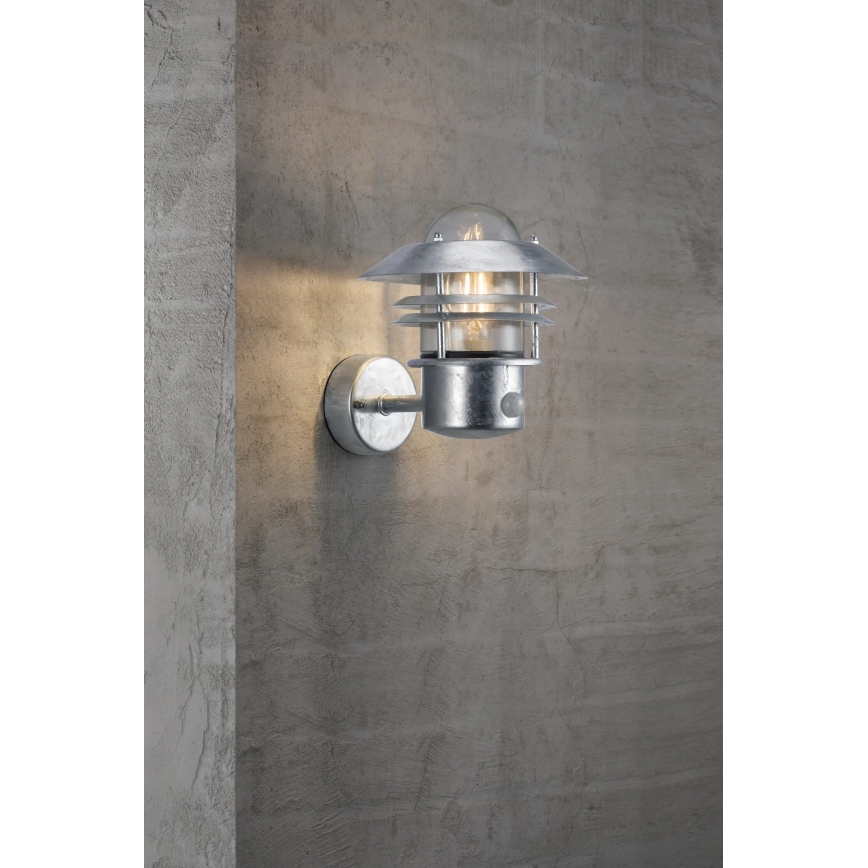 Nordlux - Utomhus vägglampa med sensor BLOKHUS 1xE27/60W/230V IP54