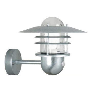 Nordlux - Utomhusvägglampa AGGER med sensor 1xE27/60W/230V IP54 silver