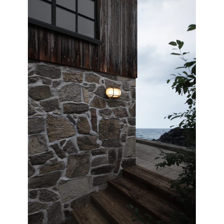 Nordlux - Utomhusvägglampa HELFORD 1xE27/12,5W/230V IP64 mässing