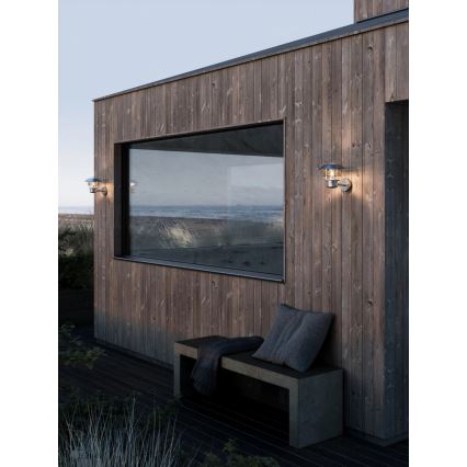 Nordlux - Utomhusvägglampa VEJERS 1xE27/60W/230V IP54 silverfärgad