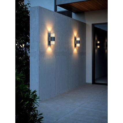 Nordlux - Vägglampa för utomhusbruk ALUDRA 2xE27/15W/230V IP54 antracit