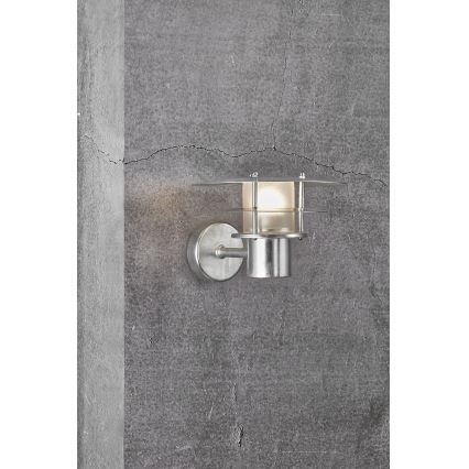 Nordlux - Vägglampa för utomhusbruk BASTIA 1xE14/12W/230V IP54 matt krom