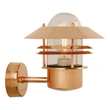 Nordlux - Vägglampa för utomhusbruk BLOKHUS 1xE27/60W/230V IP54 koppar