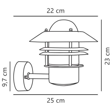 Nordlux - Vägglampa för utomhusbruk BLOKHUS 1xE27/60W/230V IP54 koppar