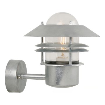 Nordlux - Vägglampa för utomhusbruk BLOKHUS 1xE27/60W/230V IP54 silver
