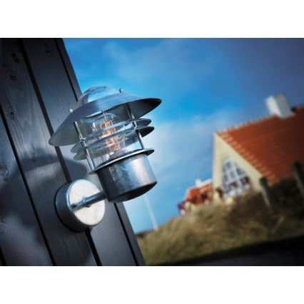 Nordlux - Vägglampa för utomhusbruk BLOKHUS 1xE27/60W/230V IP54 silver
