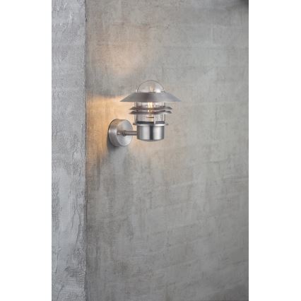 Nordlux - Vägglampa för utomhusbruk BLOKHUS 1xE27/60W/230V IP54 silver