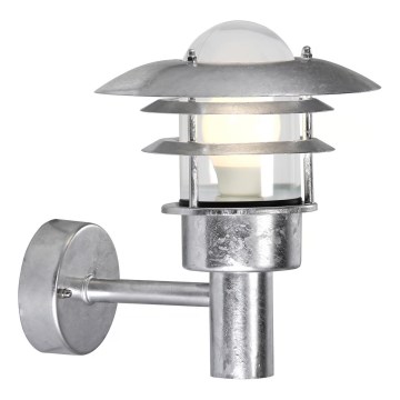 Nordlux - Vägglampa för utomhusbruk LONSTRUP 1xE27/60W/230V IP44 silver